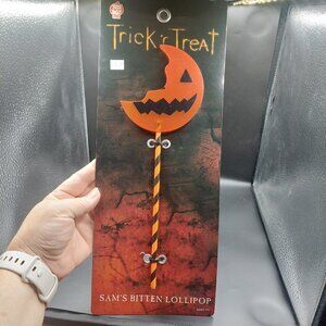 NIP Trick r Treat Sam's Bitten Pumpkin 11" Lollipop Halloween Costume Prop